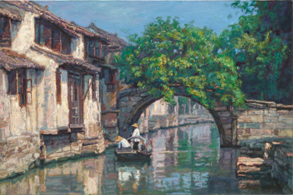 View full screen - View 1 of Lot 31. Chen Yifei 陳逸飛 | Zhou Village 周莊.