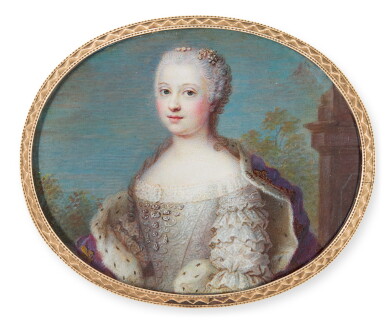 View full screen - View 1 of Lot 144. FRENCH SCHOOL, CIRCA 1750 | Portrait of Princess Maria Josepha, Dauphine of France, née Princess of Saxony (1731-1767).