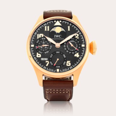 View full screen - View 1 of Lot 207. Big Pilot's Watch Perpetual Calendar 'Le Petit Prince', Reference IW502802 | A limited edition pink gold perpetual calendar wristwatch with moon phases, year and power reserve indication | Circa 2014.