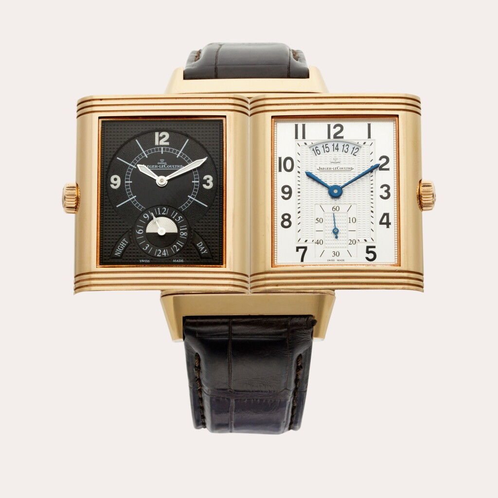 View full screen - View 1 of Lot 364. Reference 273.2.85 Reverso Grande Date | A pink gold reversible dual time wristwatch with date and day/night indication, Circa 2011.