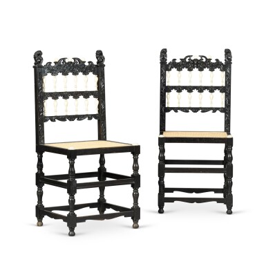 Pair of 17th Century Style Italian Side Chairs Pair of 17th Century Style Italian Side Chairs
