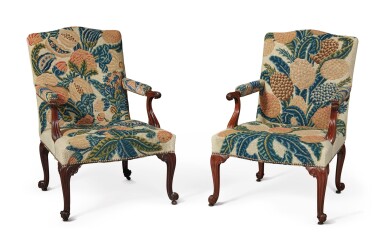 View full screen - View 1 of Lot 148. A Pair of George III Mahogany Open Armchairs , Circa 1765.