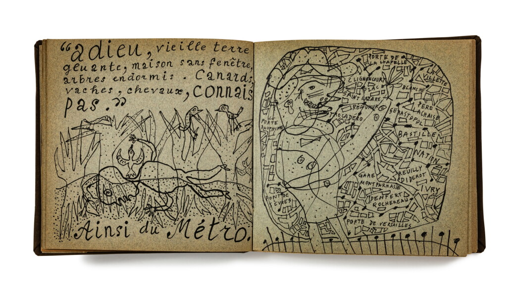 View full screen - View 1 of Lot 9. La Métromanie. 1949. Un des 125 exemplaires sur papier de chiffon gris souris. Ouvrage calligraphié. 15 illustrations de Dubuffet..