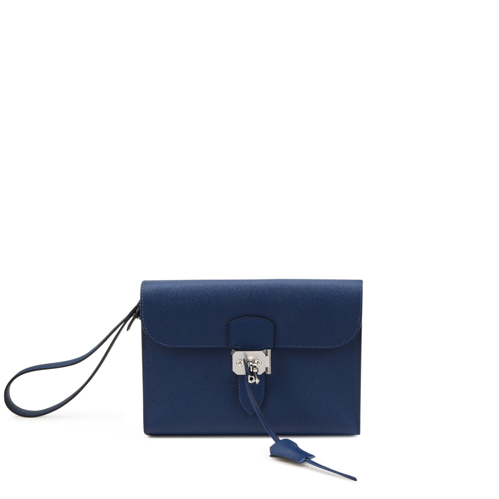 View full screen - View 1 of Lot 175. Navy Epsom Sac a Depeches 24 Pouch Palladium Hardware, 2024.