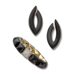 Ebony, Gold and Diamond 'Pandizucchero' Cuff-Bracelet and Pair of 'Doppio Senso' Earclips