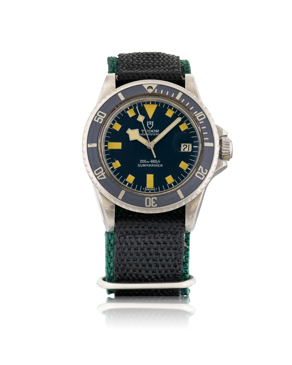 View full screen - View 1 of Lot 8047. TUDOR | SUBMARINER 'SNOWFLAKE', REFERENCE 9411/0, A STAINLESS STEEL WRISTWATCH WITH DATE, CIRCA 1976.