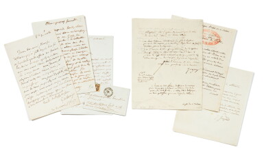 View full screen - View 1 of Lot 26. 6 lettres, dont 3 lettres de Delacroix, 1854-1859, et 3 lettres d'Ingres, 1829-1851. À propos de rendez-vous, de collections, d'expositions et de recommandations..
