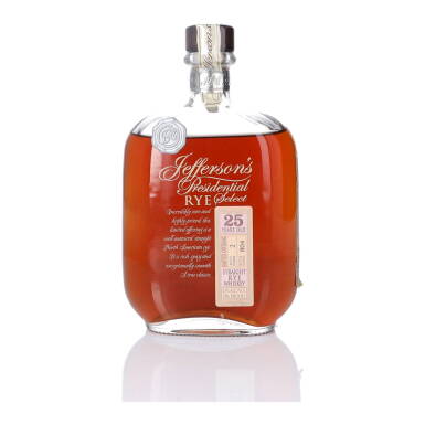 View full screen - View 1 of Lot 218. Jefferson's Presidential Select Rye 25 Year Old 86 Proof NV (1 BT 75cl).