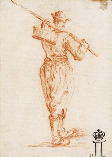 View full screen - View 1 of Lot 70. Study of a man carrying a basket, seen from behind.