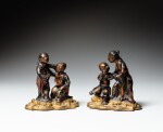 A pair of Louis XV lacquered and gilt-bronze chinese figures, circa 1750 | Paire de personnages chinois en bronze laqué et doré d’époque Louis XV, vers 1750