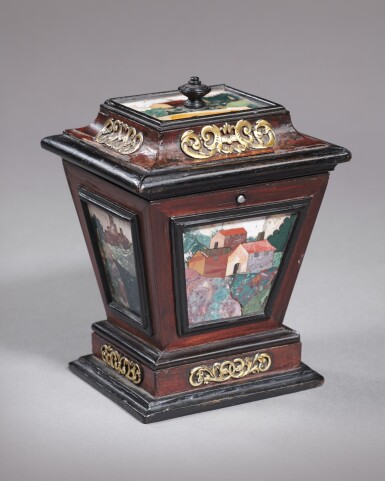View full screen - View 1 of Lot 14. A commesso di pietre dure and parcel ebonized wood casket.