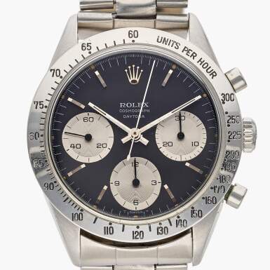 View full screen - View 1 of Lot 209. Reference 6239 'Small' Daytona | A stainless steel chronograph wristwatch with bracelet, Circa 1966.