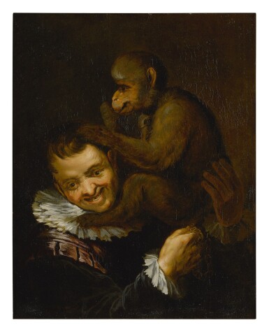 View full screen - View 1 of Lot 65. FOLLOWER OF ANNIBALE CARRACCI | MAN WITH A MONKEY ON HIS SHOULDER.