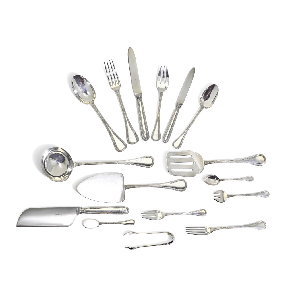 View full screen - View 1 of Lot 76. A FRENCH SILVER FLATWARE SERVICE, PUIFORCAT, PARIS, LATE 20TH CENTURY.