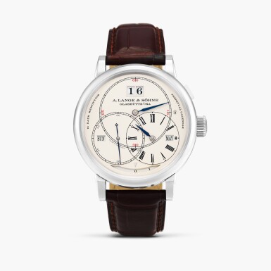 View full screen - View 1 of Lot 2377. Richard Lange Perpetual Calendar "Terraluna", Reference 180.026 | A white gold perpetual calendar wristwatch with moon phases, power reserve, day and night, leap year indication and regulator dial, Circa 2016.