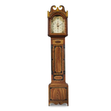 View full screen - View 1 of Lot 37. The Clark-English Federal Paint-Decorated Tall Case Clock, clock works by Riley Whiting, Winchester, Connecticut, case attributed to South Shaftsbury, Vermont, circa 1830.