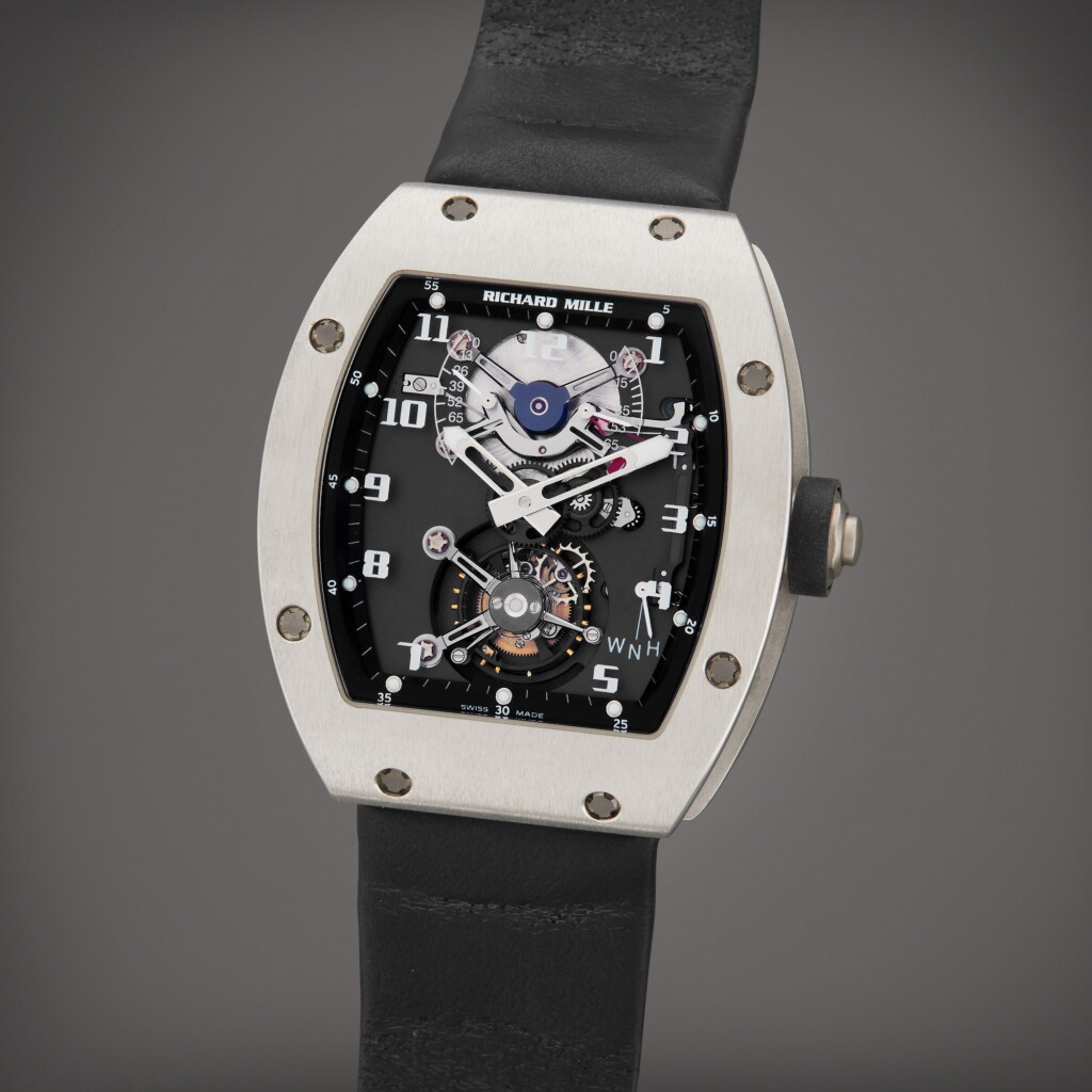 View full screen - View 1 of Lot 11. Reference RM002 AC | A platinum semi-skeletonised tourbillon wristwatch with power reserve and torque indication, Circa 2005.