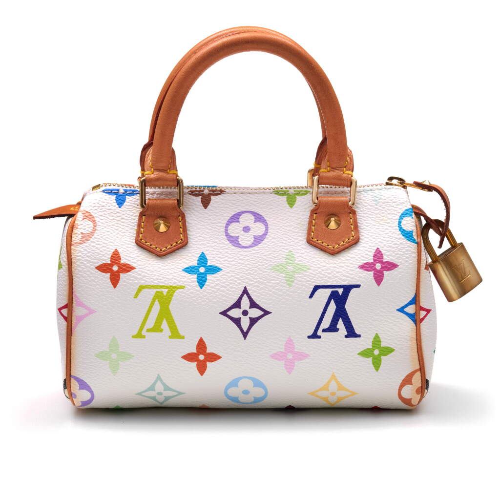 View full screen - View 1 of Lot 362. White Multicolour Monogram Speedy HL Mini in Coated Canvas and Vachetta Leather with Brass Hardware, 2007.