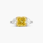 Fancy Vivid Yellow Diamond and Diamond Ring