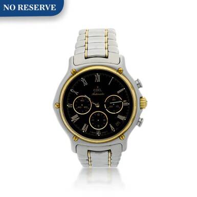 View full screen - View 1 of Lot 68. EBEL | REFERENCE 1134901 EL PRIMERO A STAINLESS STEEL AND YELLOW GOLD AUTOMATIC CHRONOGRAPH WRISTWATCH WITH DATE AND BRACELET, CIRCA 1990.