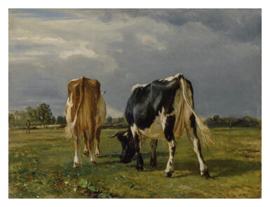 View full screen - View 1 of Lot 1128. CONSTANT TROYON | COWS IN A PASTURE .
