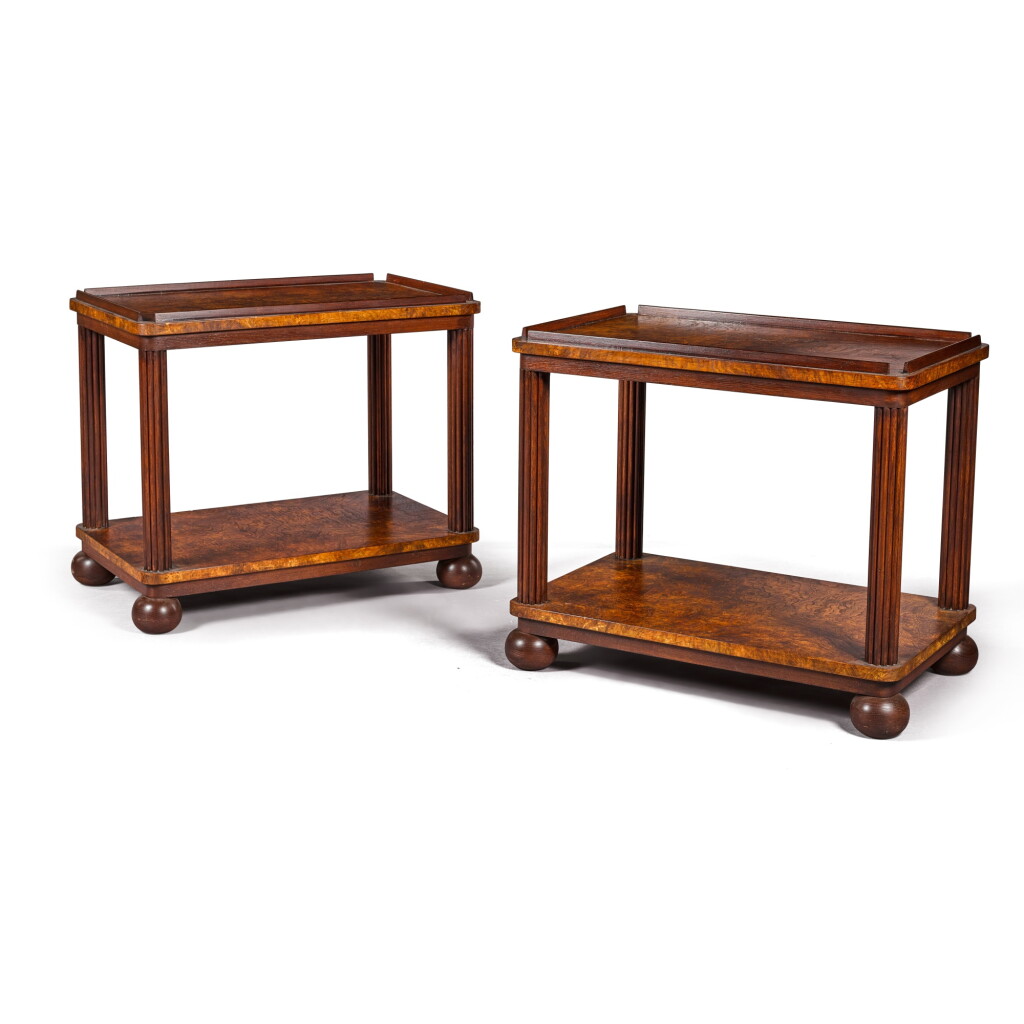 View full screen - View 1 of Lot 159. A pair of Robert Kime burr elm occasional tables, modern.