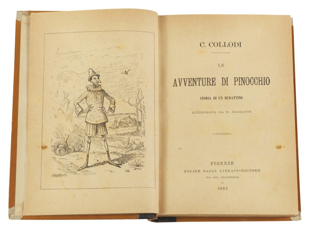 View full screen - View 1 of Lot 80. Collodi, Le avventure di Pinocchio, Florence, Felice Paggi, 1883, half morocco.