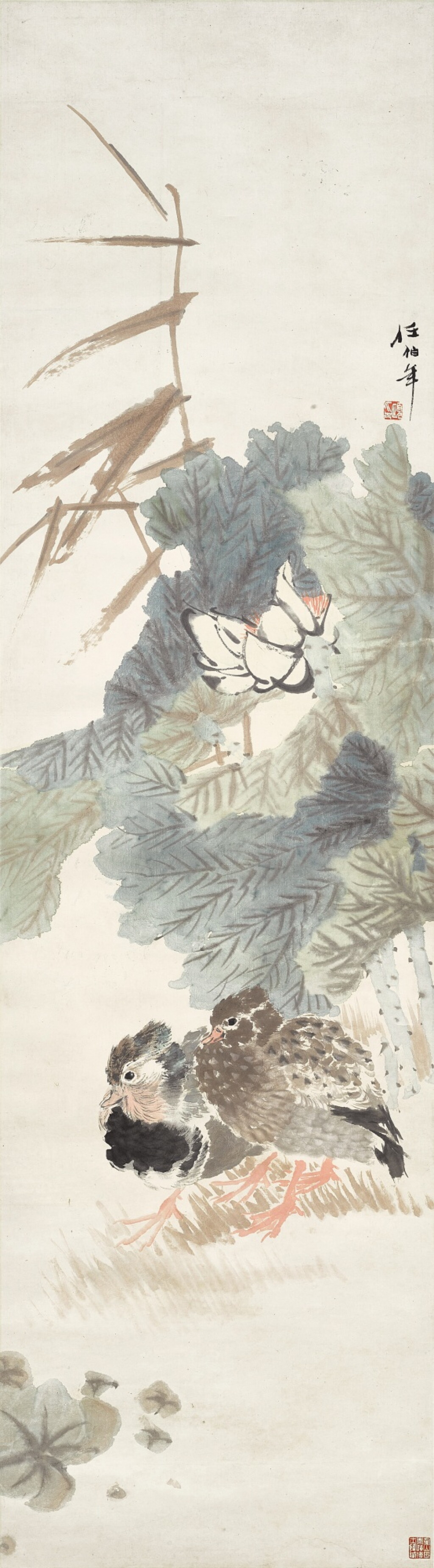 View full screen - View 1 of Lot 2535. 任頤 荷花鴛鴦 | Ren Yi, Mandarin Ducks by White Lotus.