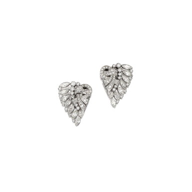 View full screen - View 1 of Lot 235. PAIR OF DIAMOND CLIP BROOCHES, 1930S.
