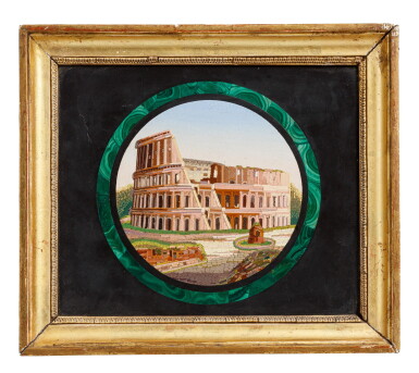 View full screen - View 1 of Lot 132. A mosaic panel representing Coliseum, Rome, late 19th century | Micromosaïque figurant le Colisée, travail romain de la fin du XIXème siècle.