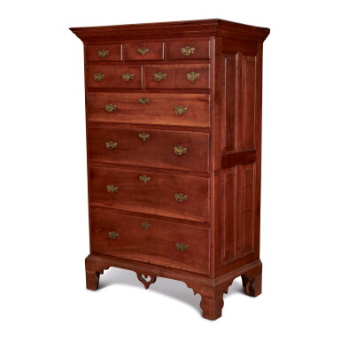 View full screen - View 1 of Lot 1691. RARE CHIPPENDALE CHERRYWOOD TALL CHEST OF DRAWERS, CHESTER COUNTY, PENNSYLVANIA, CIRCA 1760.