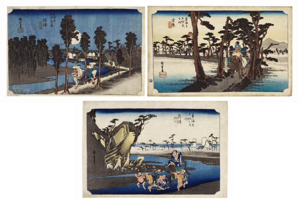 View full screen - View 1 of Lot 23. UTAGAWA HIROSHIGE (1797–1858) THREE WOODBLOCK PRINTS, EDO PERIOD (19TH CENTURY).