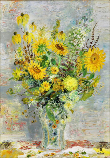 View full screen - View 1 of Lot 268. Le Pho 黎譜 | Vase avec tournesols 花瓶中的向日葵.