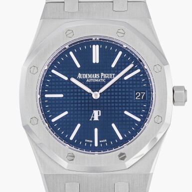 View full screen - View 1 of Lot 204. Royal Oak 'Jumbo Extra-Thin 50th Anniversary', Reference 16202ST.OO.1240ST.01 | A stainless steel wristwatch with date and bracelet | Circa 2022.