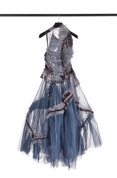 View full screen - View 1 of Lot 20. Maison Margiela Blue Tulle Gown with Sequin Details.