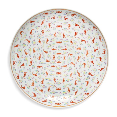 View full screen - View 1 of Lot 810. A FAMILLE-ROSE 'HUNDRED BATS' CHARGER, GUANGXU MARK AND PERIOD.