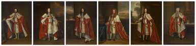 View full screen - View 1 of Lot 87. A set of six Noel family portraits comprising: Edward Noel, 2nd Viscount Campden (1582–1643); Baptist Noel, 3rd Viscount Campden (1612–1682); Edward Noel, 1st Earl of Gainsborough (1641–1689); Wriothesley Baptist Noel, 2nd Earl of Gainsborough (circa 1661–1690); Baptist Noel, 3rd Earl of Gainsborough (1684–1714); Baptist Noel, 4th Earl of Gainsborough (1708–1751).