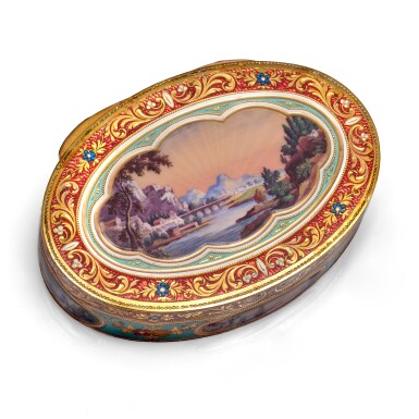 View full screen - View 1 of Lot 1130. A gold and enamel snuff box for the Ottoman Market, Geneva, circa 1830 .