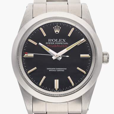 View full screen - View 1 of Lot 205. Reference 1019 Milgauss | A stainless steel automatic antimagnetic wristwatch with bracelet, Circa 1980.