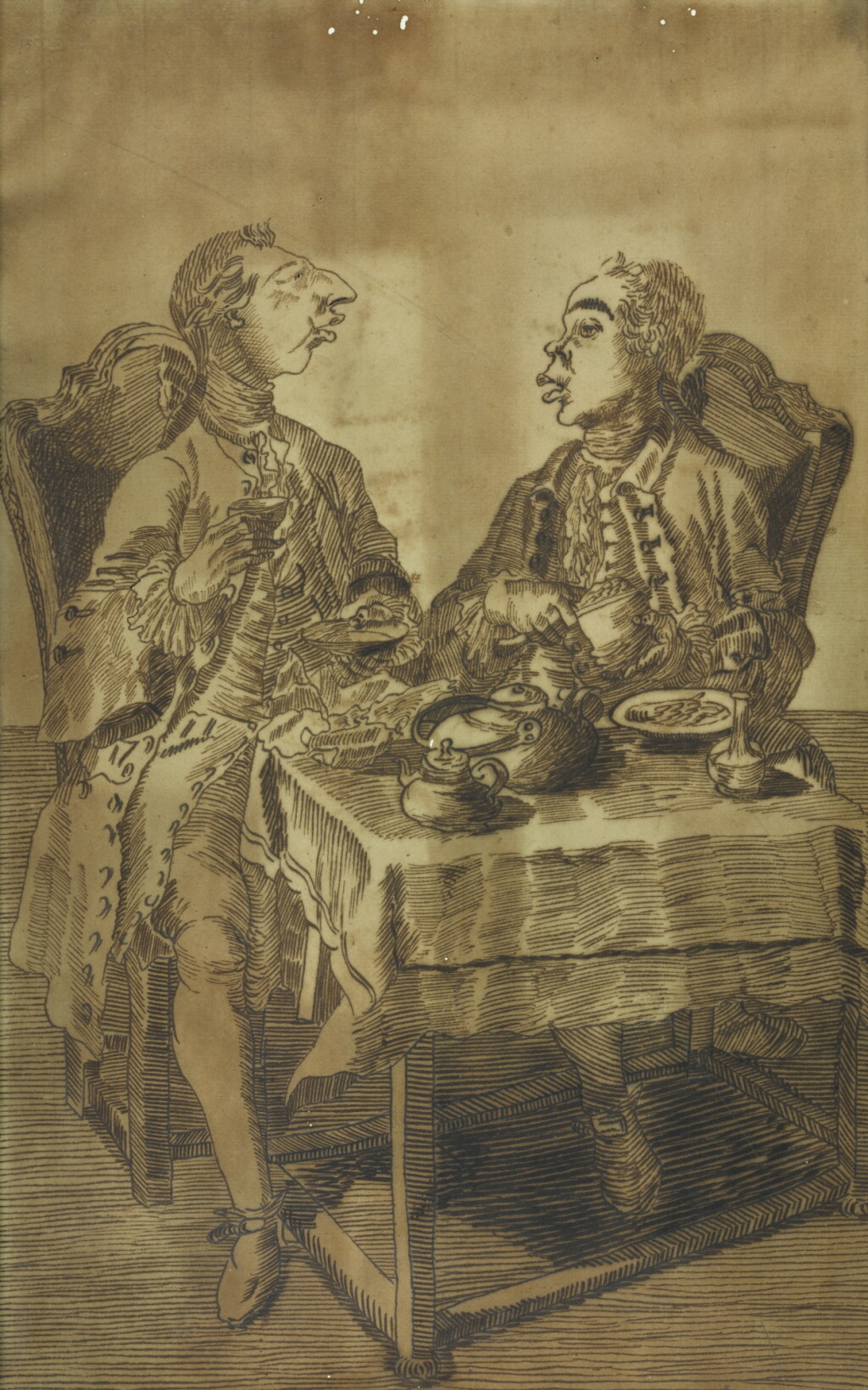 View full screen - View 1 of Lot 64. A CARICATURE OF TWO GENTLEMAN HAVING TEA.