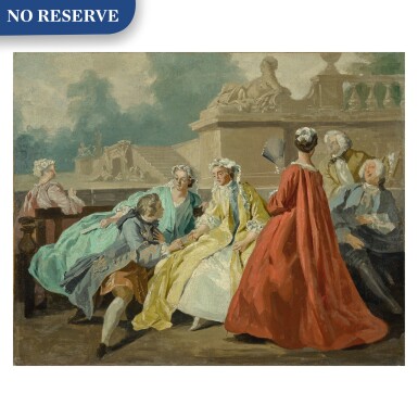 View full screen - View 1 of Lot 613. A group of elegant figures seated in a park.