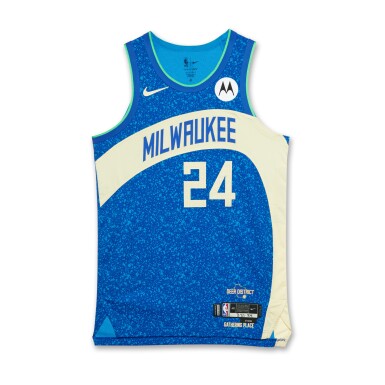 View full screen - View 1 of Lot 99. Pat Connaughton Milwaukee Bucks 2023-2024 Game Worn City Edition Jersey .