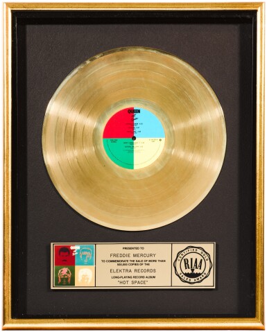 View full screen - View 1 of Lot 2152. Queen – Freddie Mercury's RIAA sales award for Hot Space.