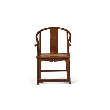 View full screen - View 1 of Lot 1350. A 'huanghuali' horseshoeback armchair (Quanyi), Qing dynasty, 18th / 19th century | 清十八 / 十九世纪 黃花梨圈椅.