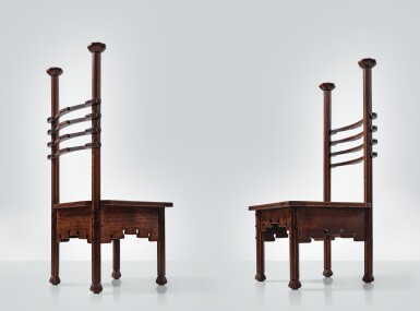 View full screen - View 1 of Lot 25. Pair of Ladder Back Chairs.