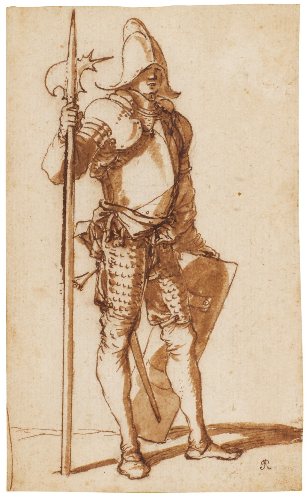 View full screen - View 1 of Lot 46. SALVATOR ROSA | A STANDING HALBERDIER.
