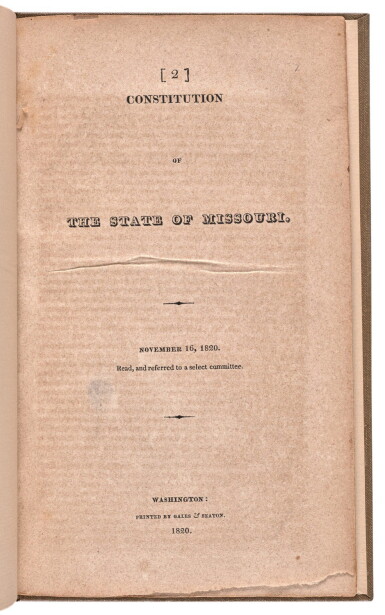 View full screen - View 1 of Lot 150. Missouri | The first state constitution.