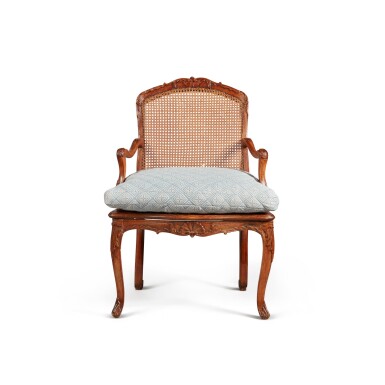 View full screen - View 1 of Lot 30. A Louis XV Beechwood Caned Armchair by René Cresson, Circa 1740.
