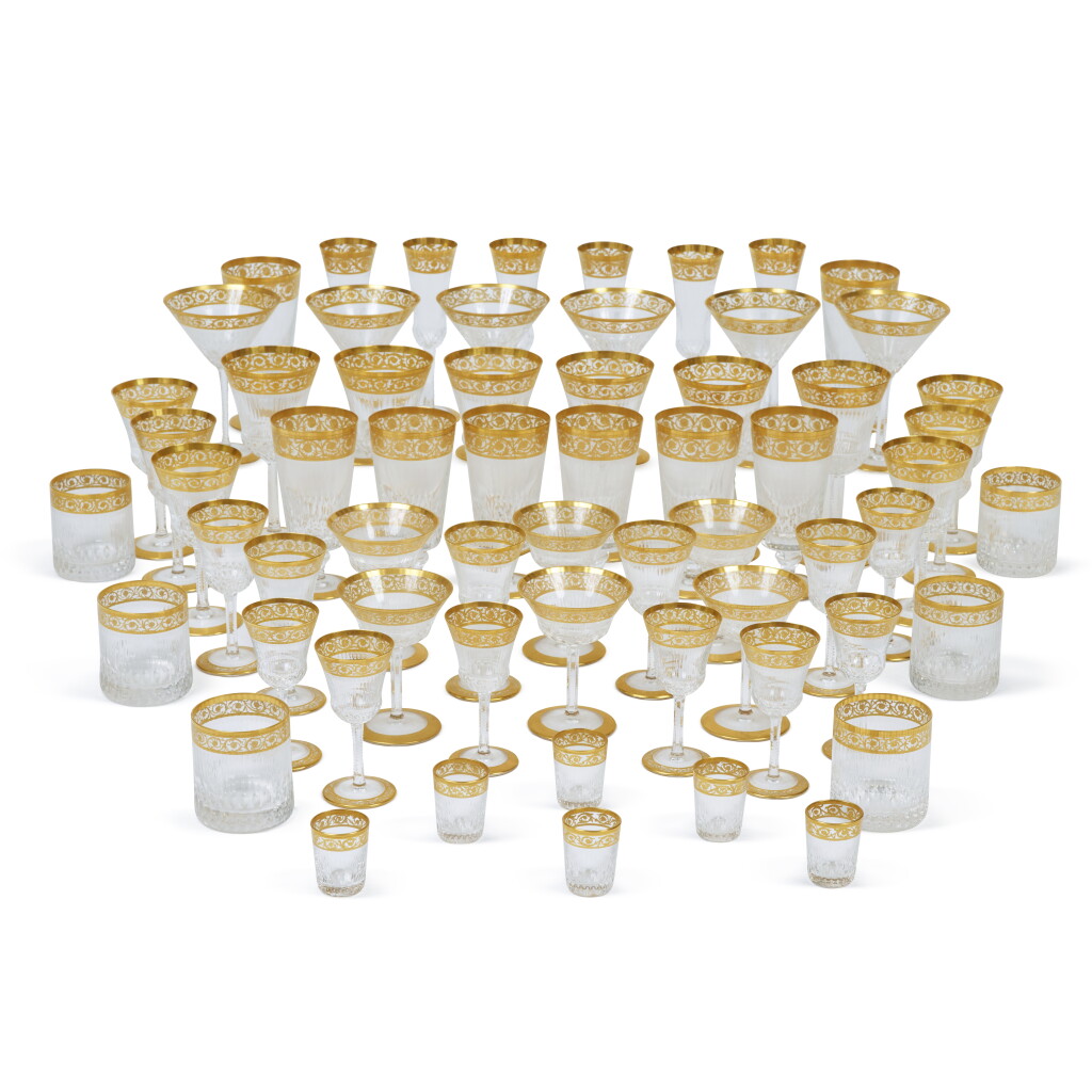 View full screen - View 1 of Lot 443. A St. Louis 'Thistle'-Pattern Etched and Gilt Part-Table Service, 20th Century.