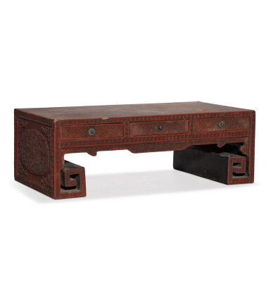 View full screen - View 1 of Lot 142. A carved cinnabar lacquer Kang table, Qing dynasty, Qianlong / Jiaqing period .